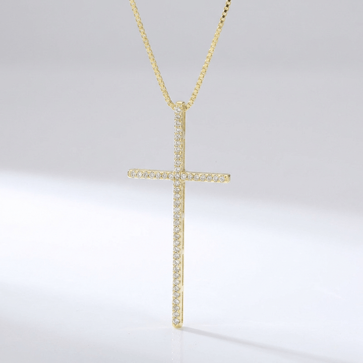 Zirconium Cross Necklace Simple Copper Plating