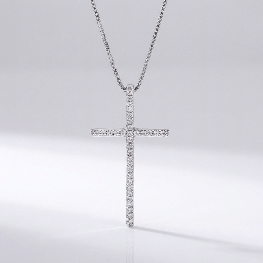 Zirconium Cross Necklace Simple Copper Plating