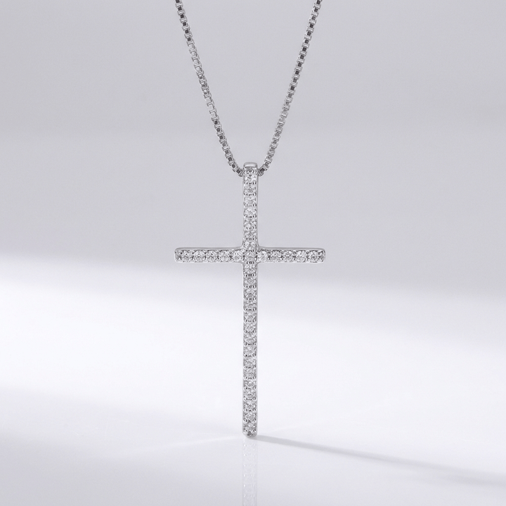 Zirconium Cross Necklace Simple Copper Plating