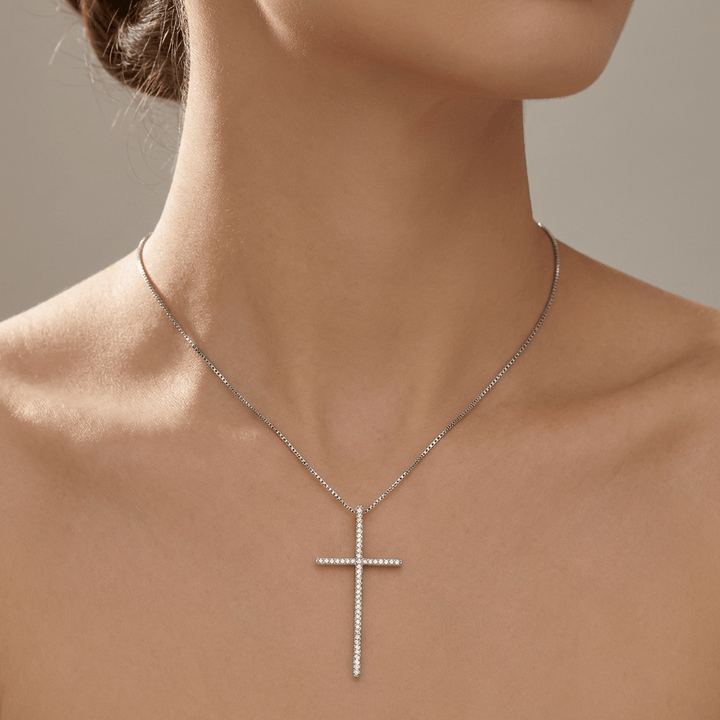 Zirconium Cross Necklace Simple Copper Plating