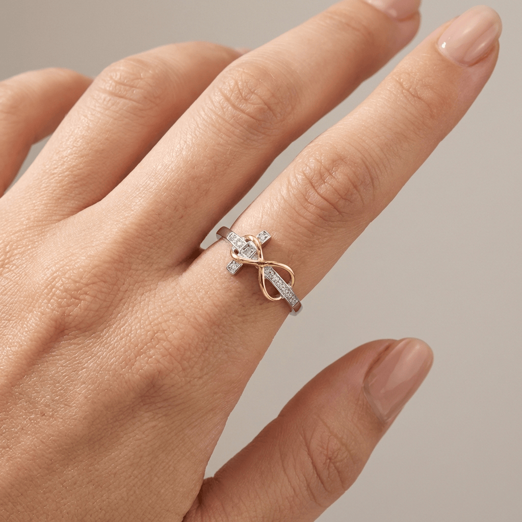 SILVER &amp; GOLD PLATED CROSS RING