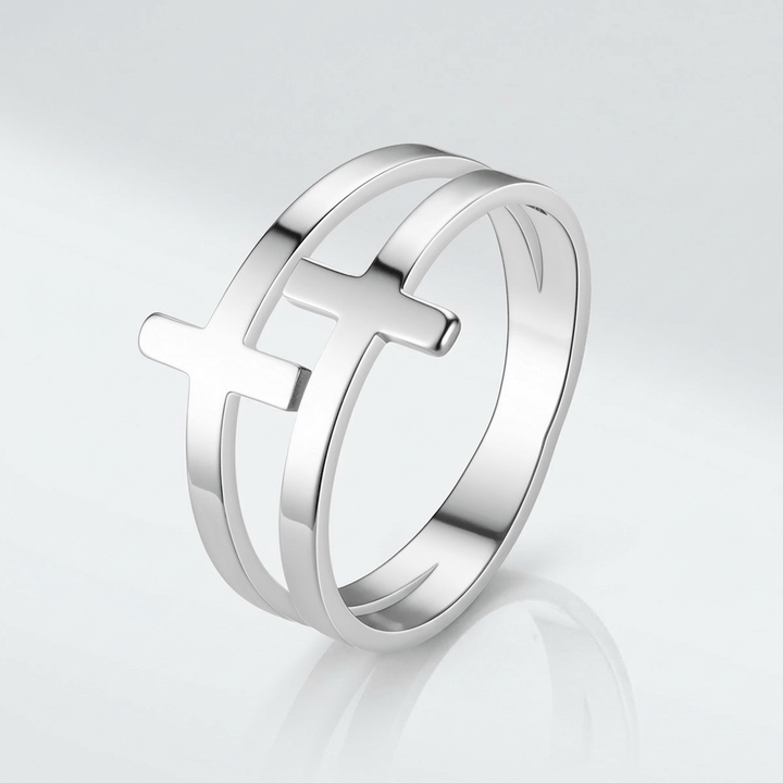 Titanium Steel Cross Ring Women&