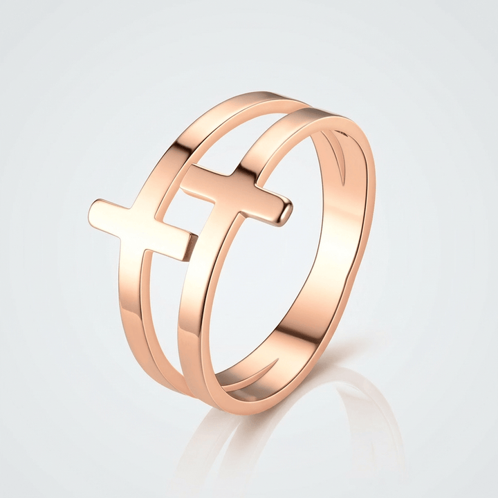 Titanium Steel Cross Ring Women&