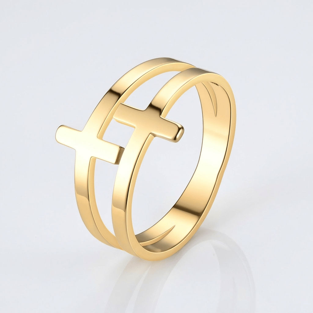 Titanium Steel Cross Ring Women&