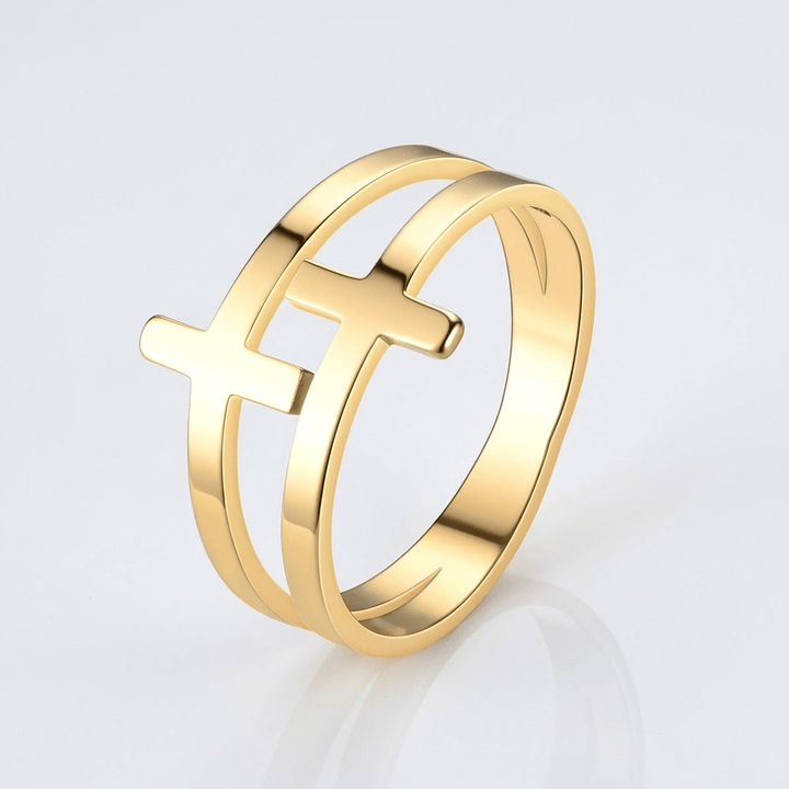 Titanium Steel Cross Ring Women&