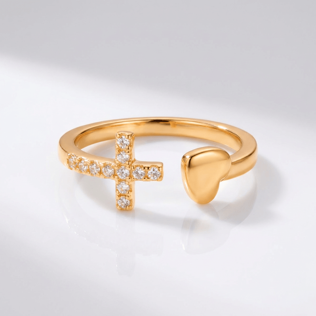 LOVE &amp; CROSS SILVER RING