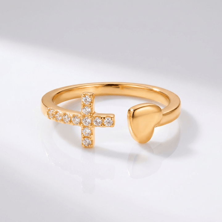 LOVE &amp; CROSS SILVER RING